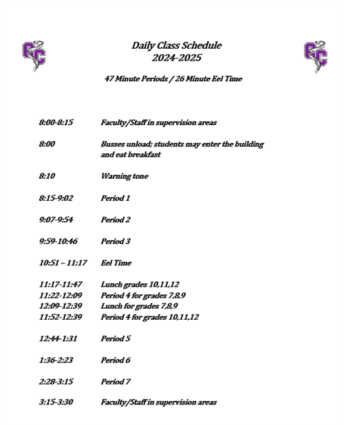 Daily Class Schedule